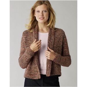 J. JILL Open Cardigan Sweater Italian Wool Alpaca Soft Brown Pink Marled size S